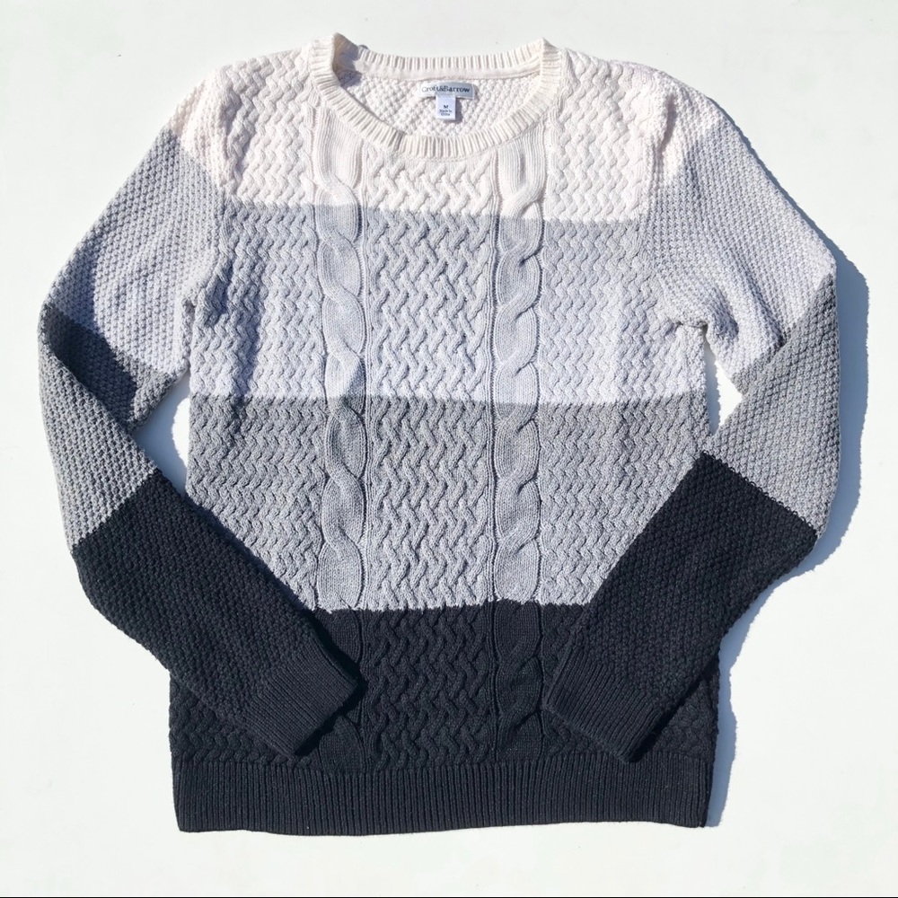 Croft & Barrow Color Block Cable Knit Sweater M